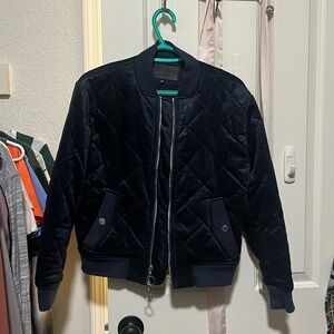 7 seven navy blue velvet bomber jacket